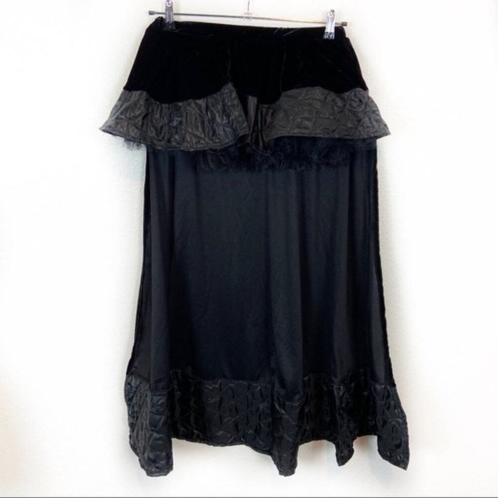 Tutu Skirt w/ Train Moulin Rouge Vampire Goth sz L Velvet Dress Up Micro Mini